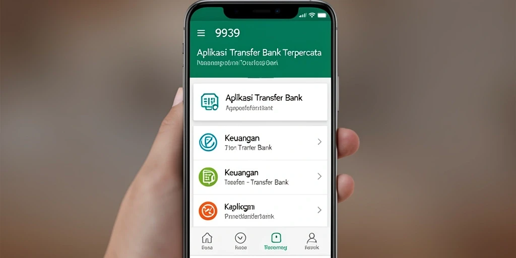 Antarmuka aplikasi 9939 dengan fitur Transfer Bank yang mudah digunakan.