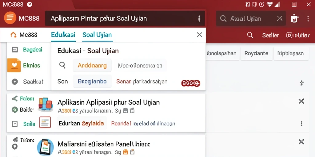 Tampilan antarmuka aplikasi MC888 untuk Soal Ujian yang menarik dan user-friendly.