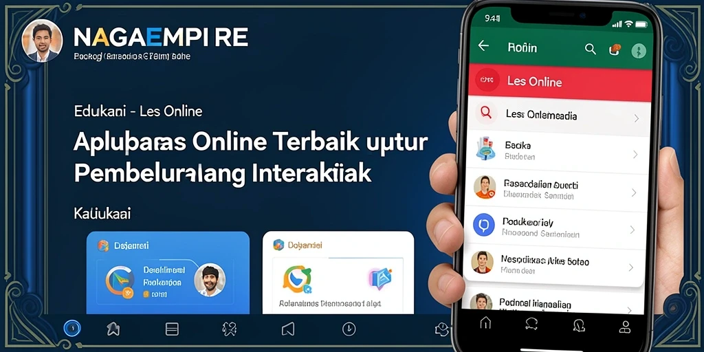 Antarmuka aplikasi NAGAEMPIRE dengan fitur Les Online yang interaktif.