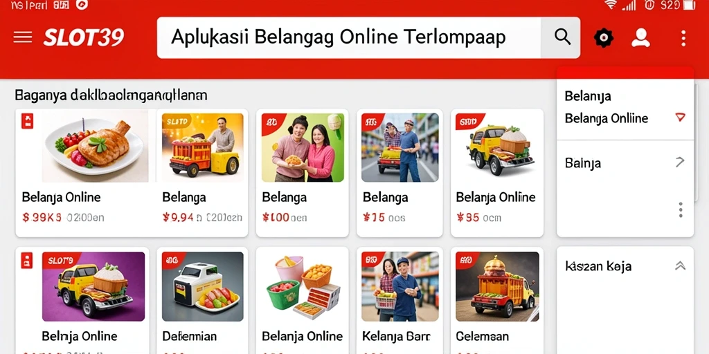 Antarmuka aplikasi SLOT39 yang sederhana dan menarik untuk belanja online.
