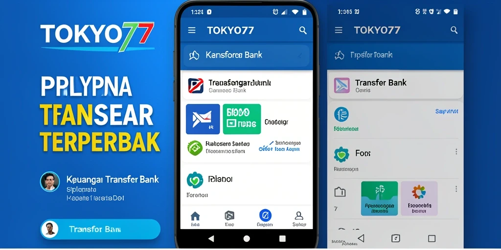 Tampilan antarmuka TOKYO77 untuk transfer bank yang mudah digunakan.