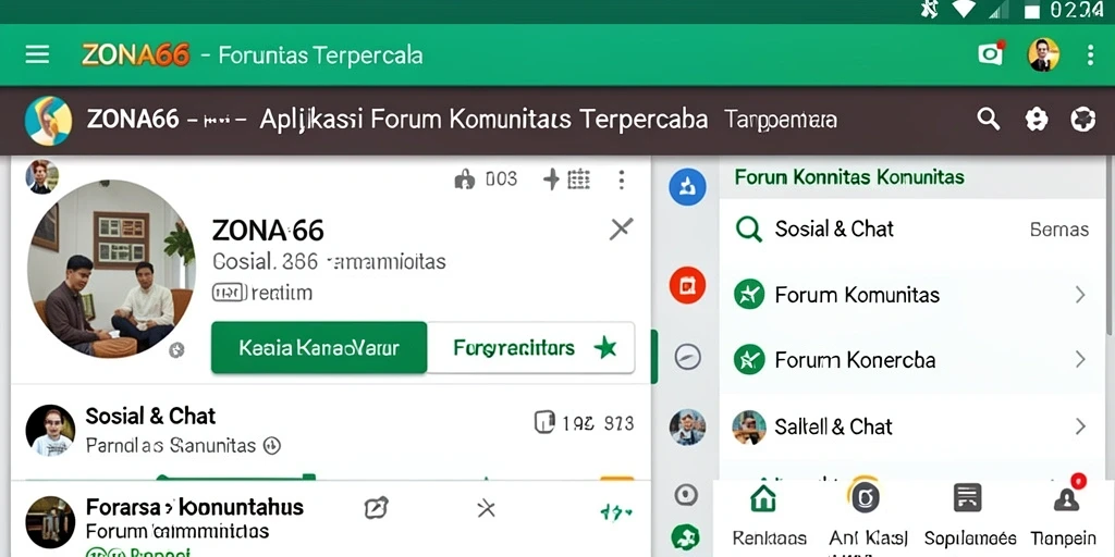 Antarmuka interaktif ZONA66 untuk komunitas diskusi.
