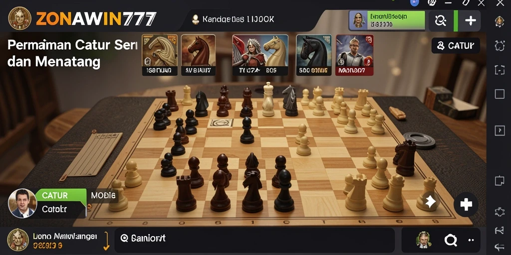 Antarmuka ZONAWIN777 yang menarik dengan papan catur modern.
