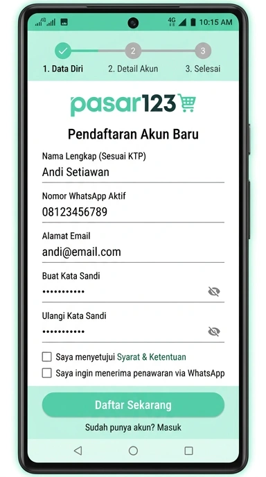 Cara Registrasi Akun Pasar123 untuk Pengguna Android